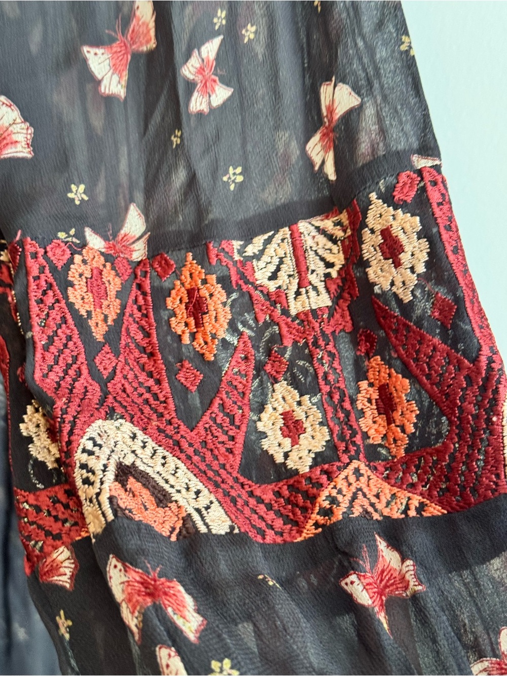 Free People Viceroy Embroidered Sheer Maxi Dress large boho festival - Picture 5 of 11